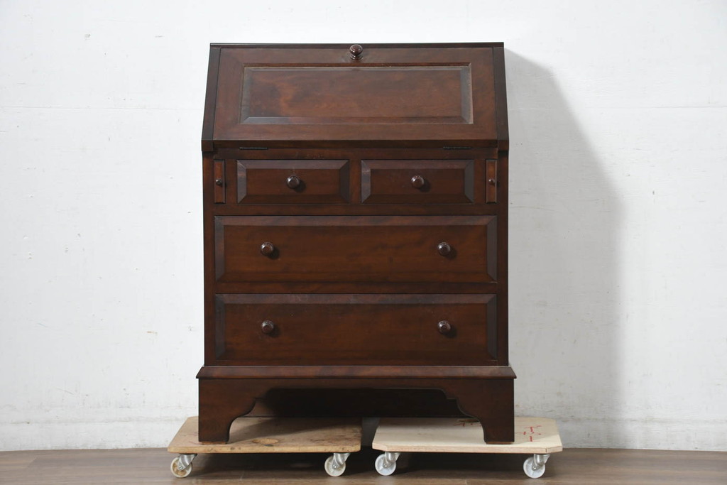 中古　超美品　松本民芸家具　#33A型　コンパクトなライティングビューロー(机、デスク、在宅用、在宅ワーク用、ワークデスク、引き出し)(定価約40万円)(R-082695)