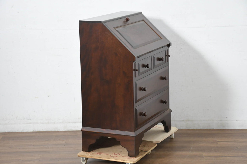 中古　超美品　松本民芸家具　#33A型　コンパクトなライティングビューロー(机、デスク、在宅用、在宅ワーク用、ワークデスク、引き出し)(定価約40万円)(R-082695)