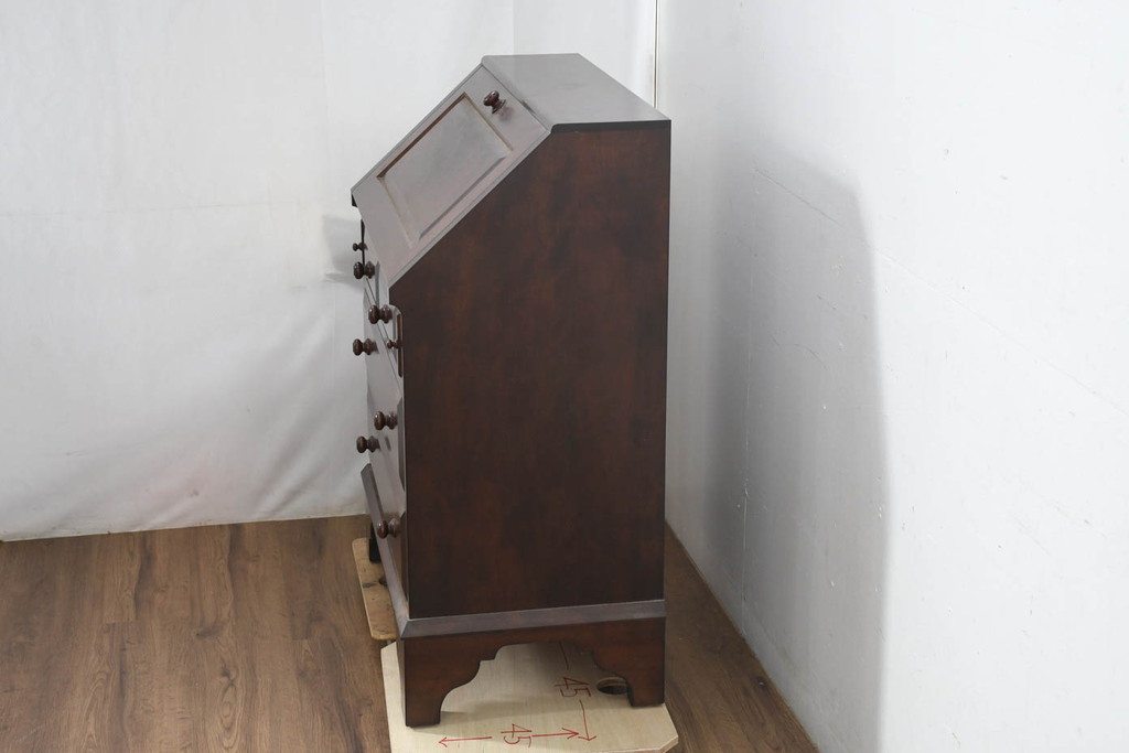 中古　超美品　松本民芸家具　#33A型　コンパクトなライティングビューロー(机、デスク、在宅用、在宅ワーク用、ワークデスク、引き出し)(定価約40万円)(R-082695)