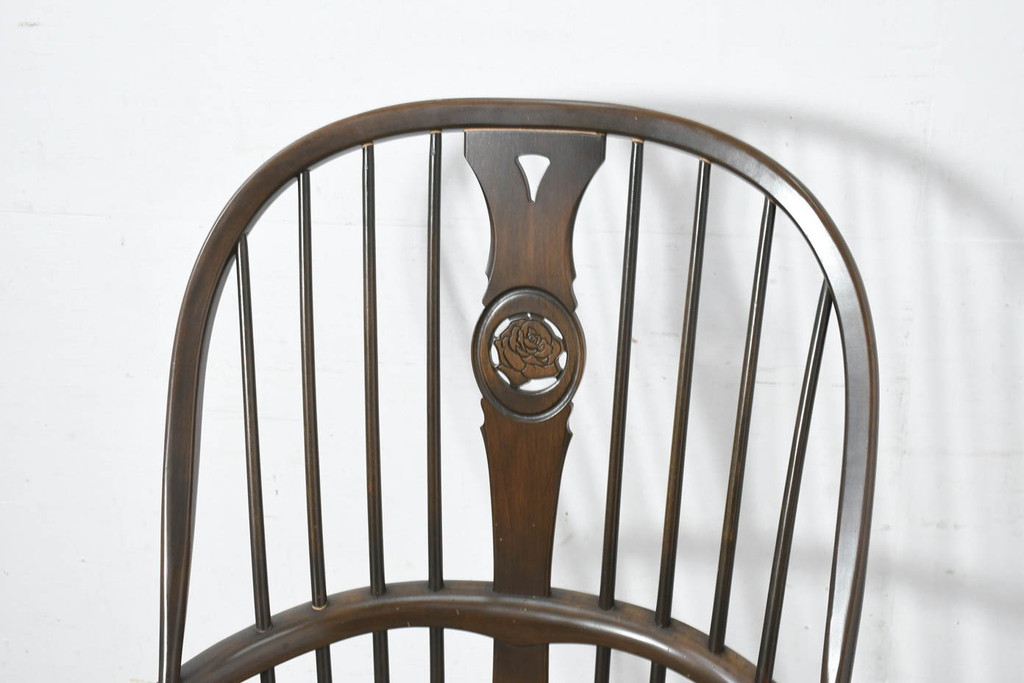 中古　美品　激レア　ERCOL(アーコール)　フラワーバッグ　Latimer(ラティマー)　美しい曲げ木と高背のデザインが特徴のロッキングチェア(ラティマーチェア、チェアメーカーズチェア、Chairmakers Chair、アームチェア、揺り椅子、イス、椅子、英国)(R-082698)