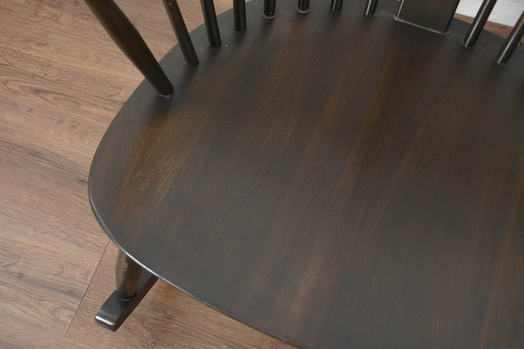 中古　美品　激レア　ERCOL(アーコール)　フラワーバッグ　Latimer(ラティマー)　美しい曲げ木と高背のデザインが特徴のロッキングチェア(ラティマーチェア、チェアメーカーズチェア、Chairmakers Chair、アームチェア、揺り椅子、イス、椅子、英国)(R-082698)