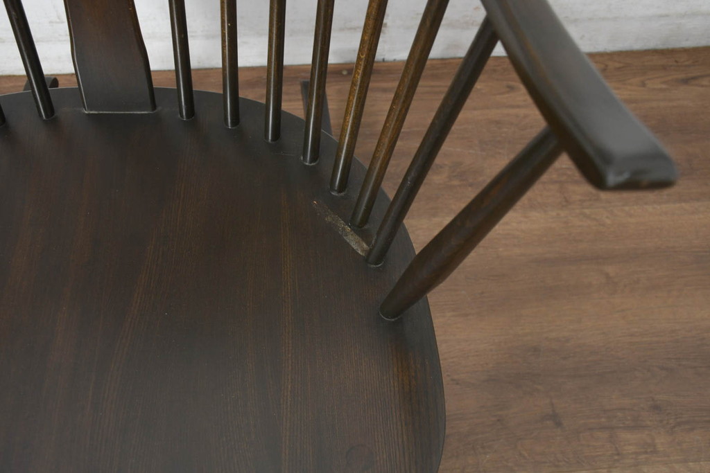 中古　美品　激レア　ERCOL(アーコール)　フラワーバッグ　Latimer(ラティマー)　美しい曲げ木と高背のデザインが特徴のロッキングチェア(ラティマーチェア、チェアメーカーズチェア、Chairmakers Chair、アームチェア、揺り椅子、イス、椅子、英国)(R-082698)