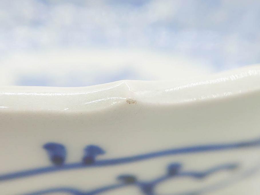 幕末〜明治期　古伊万里　染付　線描　約15cm　4.9寸　爽やかな印象を与えるなます皿6枚セット(中皿、和皿、和食器、四寸九分)(R-083064)