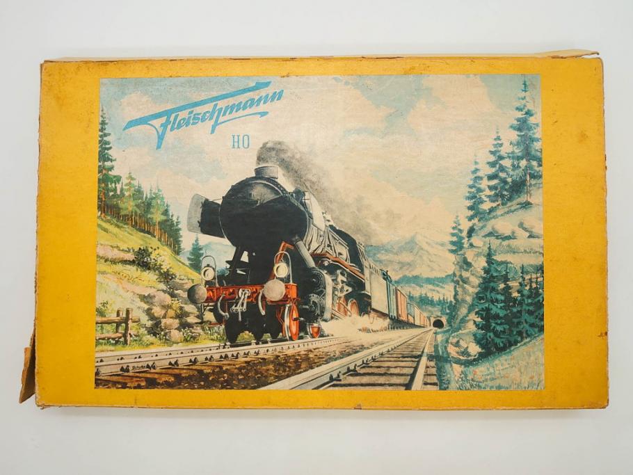 ドイツ　FLEISCHMANN　フライシュマン　HOゲージ　機関車　貨車　鉄道模型　線路などセット(SHELL、SEEFISCHE、レール、おもちゃ、オモチャ、玩具、箱付き)(R-083067)