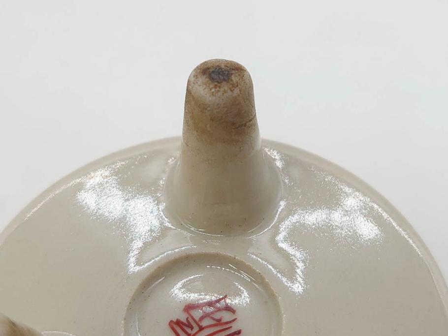 時代物　九谷焼　赤絵　福銘　龍図　細かな意匠が感じられる豪華な絵付けの三足香炉(三つ足、仏具、茶道具)(R-083074)