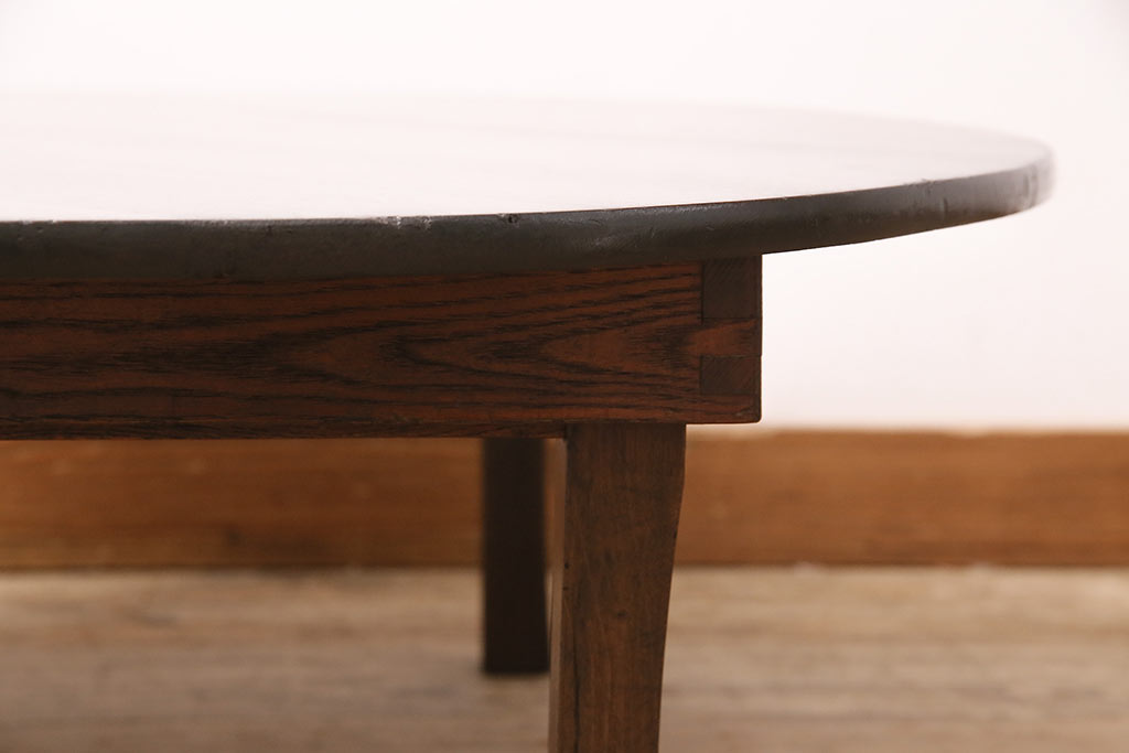 民芸家具　栓材　大正期　使い込まれた風合いが歴史を感じるちゃぶ台(座卓、ローテーブル、折りたたみテーブル)(R-047499)