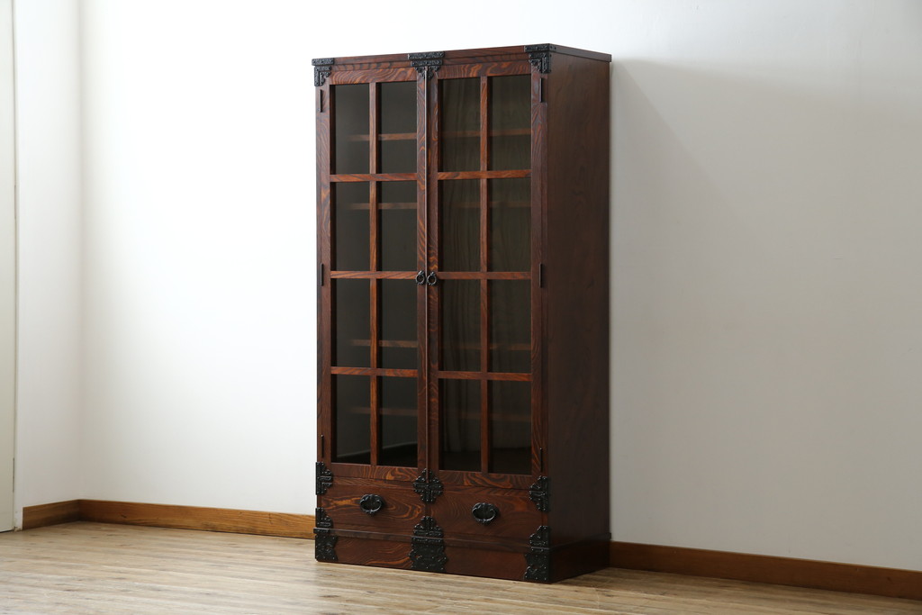 中古　美品　岩谷堂箪笥　和モダンスタイルのお部屋におすすめなブックケース(書棚、本箱、飾り棚、収納棚、戸棚、キャビネット)(R-067327)