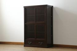 中古　美品　上質な和の空間を演出する水屋箪笥(食器棚、茶箪笥、戸棚、収納棚、キャビネット)(R-075498)