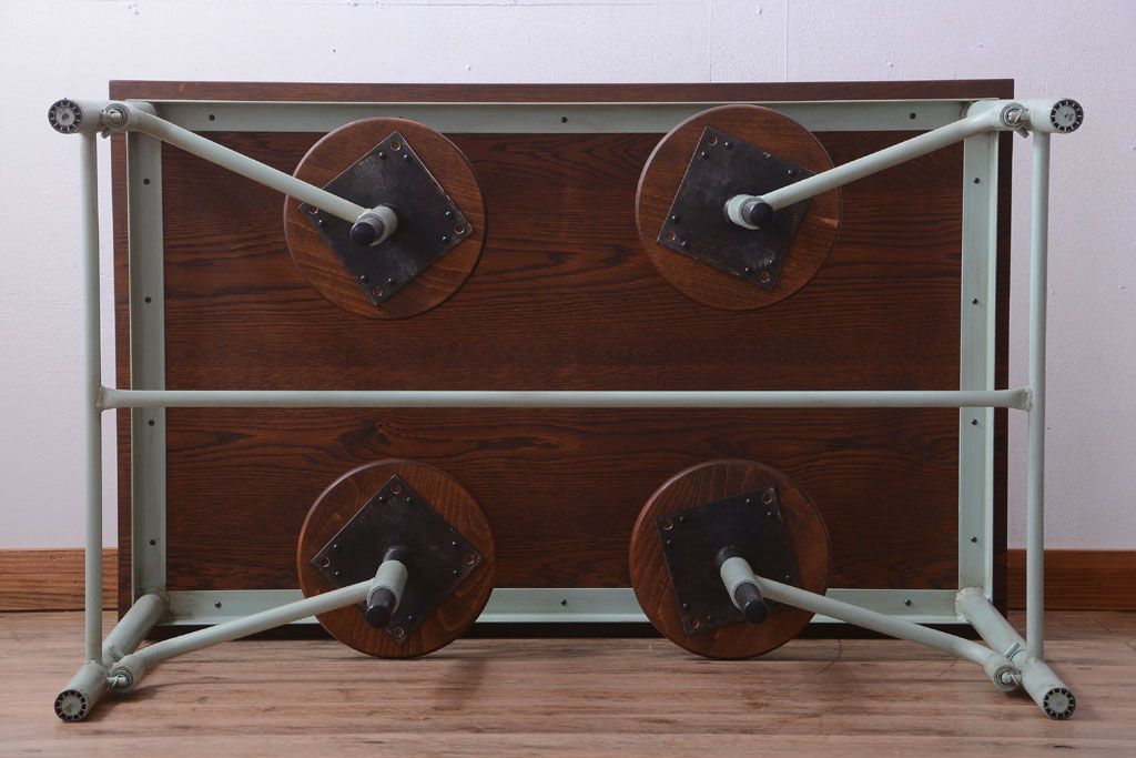 【オーダー注文・受注生産商品】格納スツール付きテーブル　4脚(4人掛け、ダイニングテーブル、作業台)
