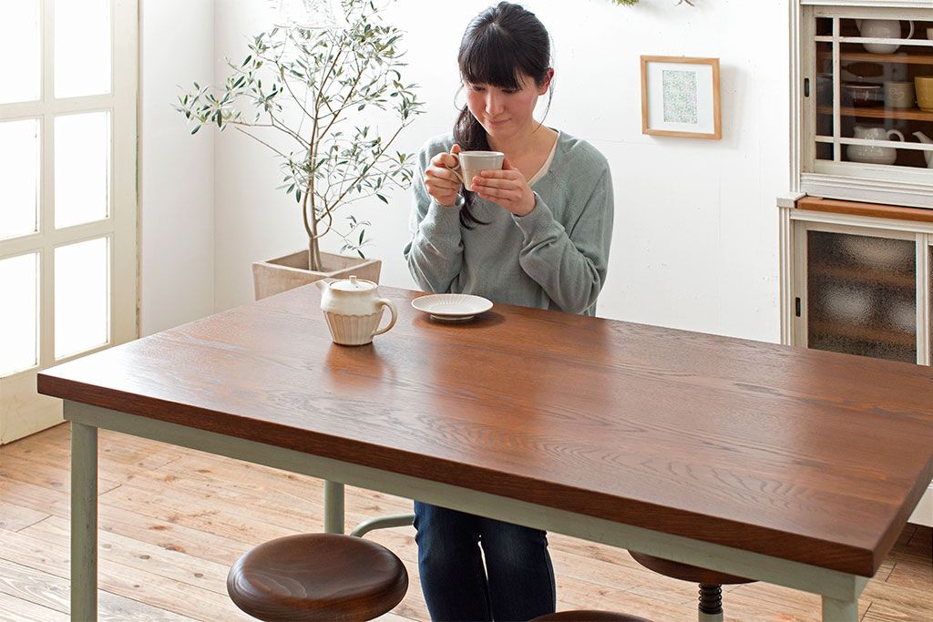 【オーダー注文・受注生産商品】格納スツール付きテーブル　4脚(4人掛け、ダイニングテーブル、作業台)