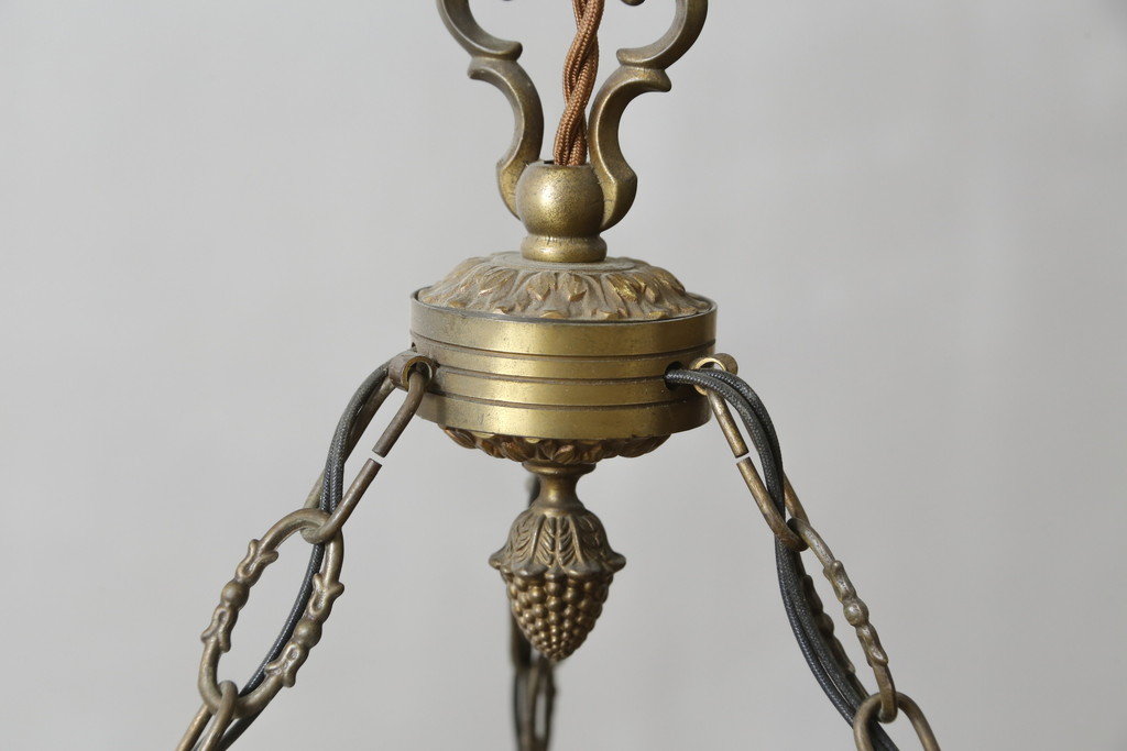 フランスアンティーク　アールヌーヴォー　アール・デコ期　ミューラー兄弟(Muller Freres Luneville)　優美な色彩でヨーロッパ的な品格と温もりを感じる吊り下げ照明(天助照明、ペンダントライト)(R-083019)