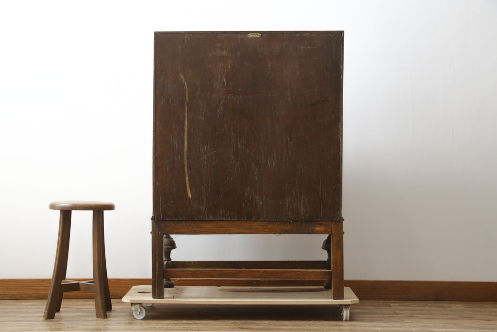 イギリスアンティーク　Harrop’s　Better Furniture　オーク材の質感を活かしたシンプルかつ直線的なフォルムが魅力のライティングビューロー(簿記机、ワークデスク、在宅用、在宅ワーク用、サイドチェスト、引き出し、英国)(R-083102)