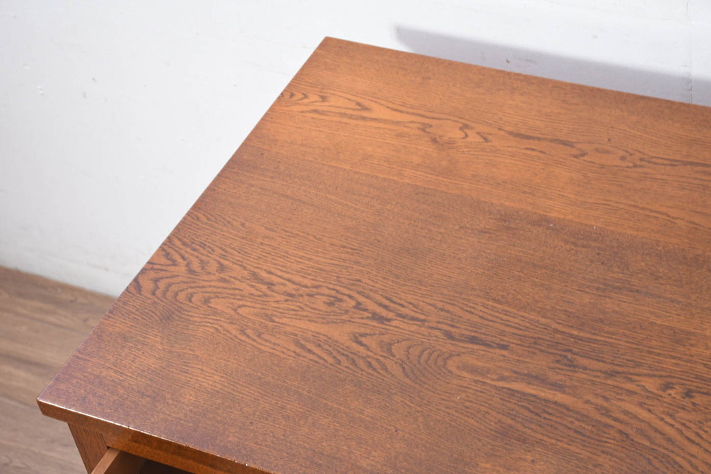 中古　超美品　Oak Village(オークヴィレッジ、オークビレッジ)　杢目の美しさが際立つ片袖机(片袖デスク、ワークデスク、在宅用、在宅ワーク用) (R-082648)