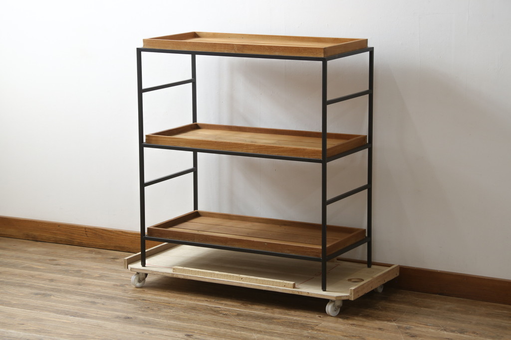 中古　美品　IDEE(イデー)　JATI TUA SHELF(ジャティ  トゥア シェルフ)　Mサイズ　オシャレデザインの空間に心地よく馴染むシェルフ(オープンシェルフ、オープンラック、ディスプレイラック、陳列棚)(定価約12万円)(R-083157)