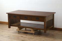 中古　ブランド家具　希少な廃番品　Shin-Lee(シンリー)　引き出し付きがいいね!!上質な作りのローテーブル(センターテーブル、リビングテーブル、座卓)(R-083105)