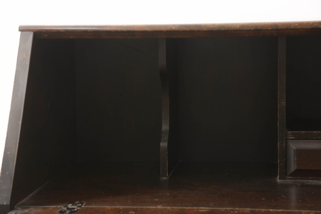 中古　北海道民芸家具　シンプルなデザインが魅力のライティングビューロー(ワークデスク、簿記机、在宅ワーク、在宅用、引き出し)(R-069967)