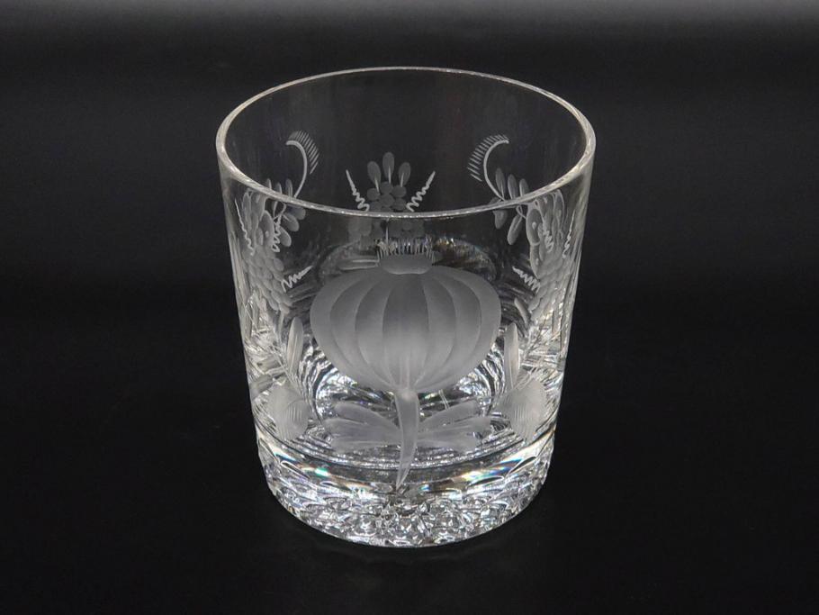 デンマーク　ROYAL COPENHAGEN(ロイヤルコペンハーゲン)　シャンパングラス/MEISSEN(マイセン)　マイセンクリスタル　ブルーオニオン　ロックグラス　繊細なデザインに気品を感じるグラス3点セット(タンブラー、オールドファッション、ワイン、コップ、北欧、共箱付き)(R-083281)