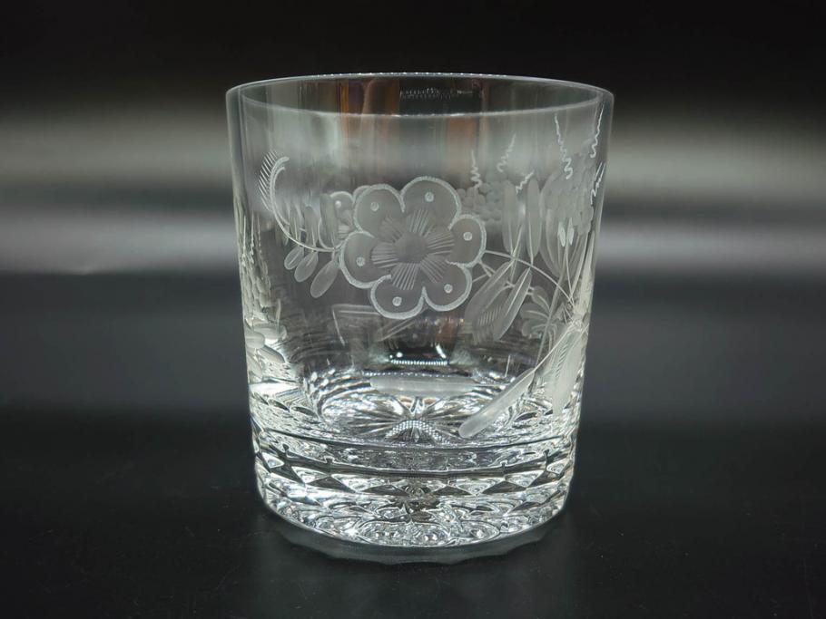 デンマーク　ROYAL COPENHAGEN(ロイヤルコペンハーゲン)　シャンパングラス/MEISSEN(マイセン)　マイセンクリスタル　ブルーオニオン　ロックグラス　繊細なデザインに気品を感じるグラス3点セット(タンブラー、オールドファッション、ワイン、コップ、北欧、共箱付き)(R-083281)