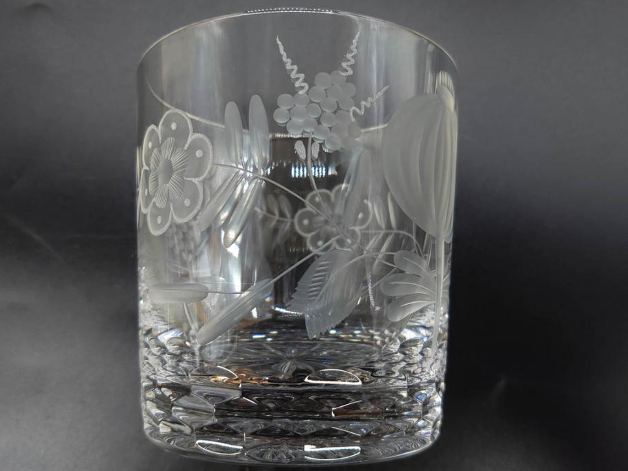 デンマーク　ROYAL COPENHAGEN(ロイヤルコペンハーゲン)　シャンパングラス/MEISSEN(マイセン)　マイセンクリスタル　ブルーオニオン　ロックグラス　繊細なデザインに気品を感じるグラス3点セット(タンブラー、オールドファッション、ワイン、コップ、北欧、共箱付き)(R-083281)