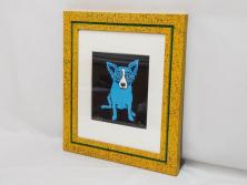 真作　ジョージ・ロドリーゲ　George Rodrigue　ブルードッグ　87/350　鮮やかな色彩と独特のタッチに惹きつけられるシルクスクリーン(絵画、版画、犬、サイン入り、額装)(R-083282)　