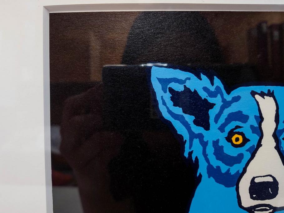 真作　ジョージ・ロドリーゲ　George Rodrigue　ブルードッグ　87/350　鮮やかな色彩と独特のタッチに惹きつけられるシルクスクリーン(絵画、版画、犬、サイン入り、額装)(R-083282)　