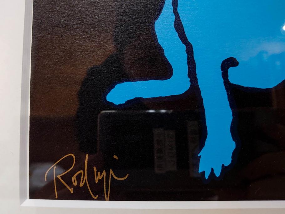 真作　ジョージ・ロドリーゲ　George Rodrigue　ブルードッグ　87/350　鮮やかな色彩と独特のタッチに惹きつけられるシルクスクリーン(絵画、版画、犬、サイン入り、額装)(R-083282)　