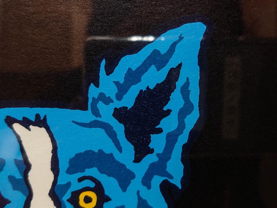 真作　ジョージ・ロドリーゲ　George Rodrigue　ブルードッグ　87/350　鮮やかな色彩と独特のタッチに惹きつけられるシルクスクリーン(絵画、版画、犬、サイン入り、額装)(R-083282)　