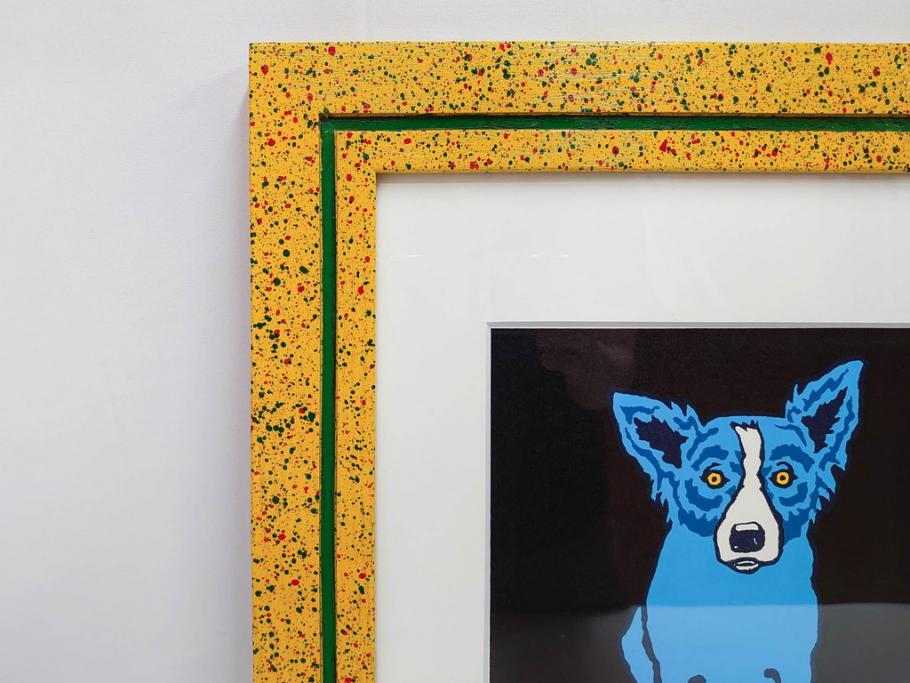 真作　ジョージ・ロドリーゲ　George Rodrigue　ブルードッグ　87/350　鮮やかな色彩と独特のタッチに惹きつけられるシルクスクリーン(絵画、版画、犬、サイン入り、額装)(R-083282)　