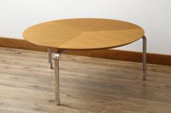 中古　超美品!!　IDEE(イデー)　長大作デザイン　YABANE LOW TABLE ROUND(矢羽ローテーブル/円)　矢羽　杢目の接ぎを活かしたデザインが印象的なローテーブル(ラウンドテーブル、丸テーブル、リビングテーブル、センターテーブル)(定価約30万円)(R-083159)