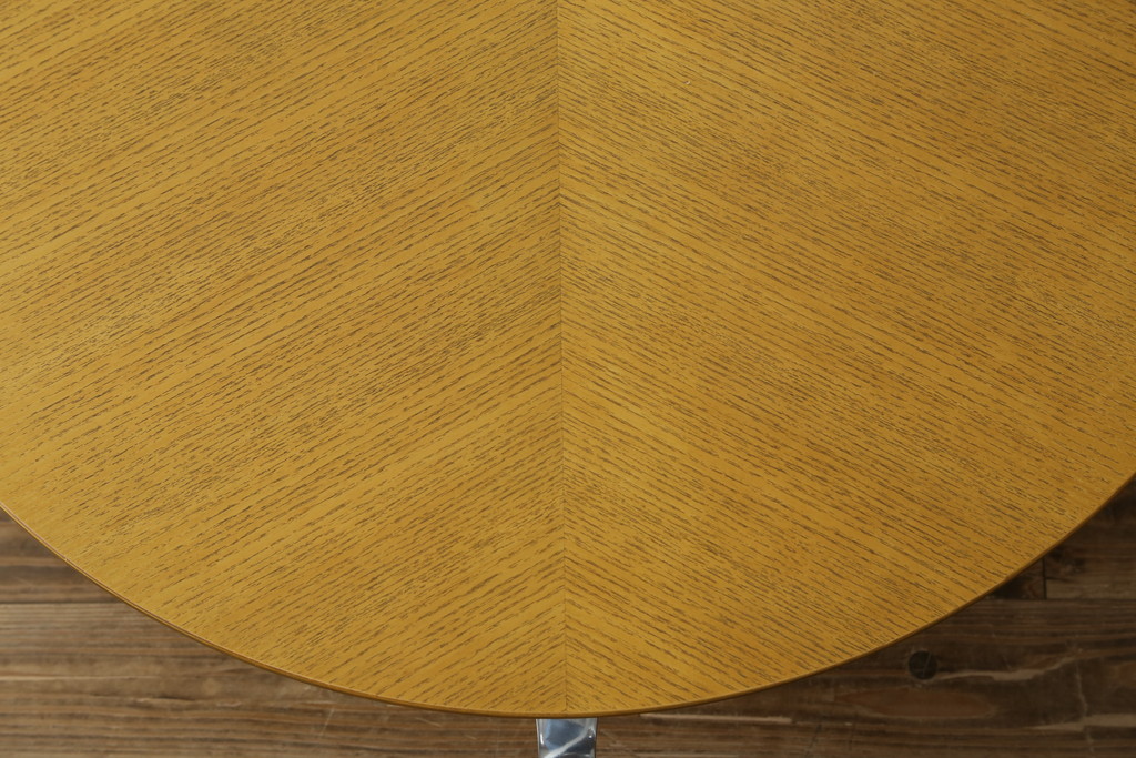 中古　超美品!!　IDEE(イデー)　長大作デザイン　YABANE LOW TABLE ROUND(矢羽ローテーブル/円)　矢羽　杢目の接ぎを活かしたデザインが印象的なローテーブル(ラウンドテーブル、丸テーブル、リビングテーブル、センターテーブル)(定価約30万円)(R-083159)