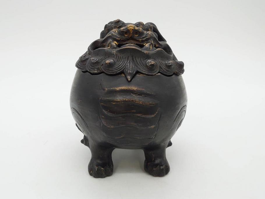時代物　中国古玩　古銅　獅子　香炉(香爐、仏具、茶道具)(R-083078)