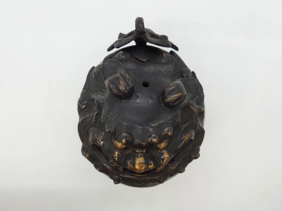 時代物　中国古玩　古銅　獅子　香炉(香爐、仏具、茶道具)(R-083078)