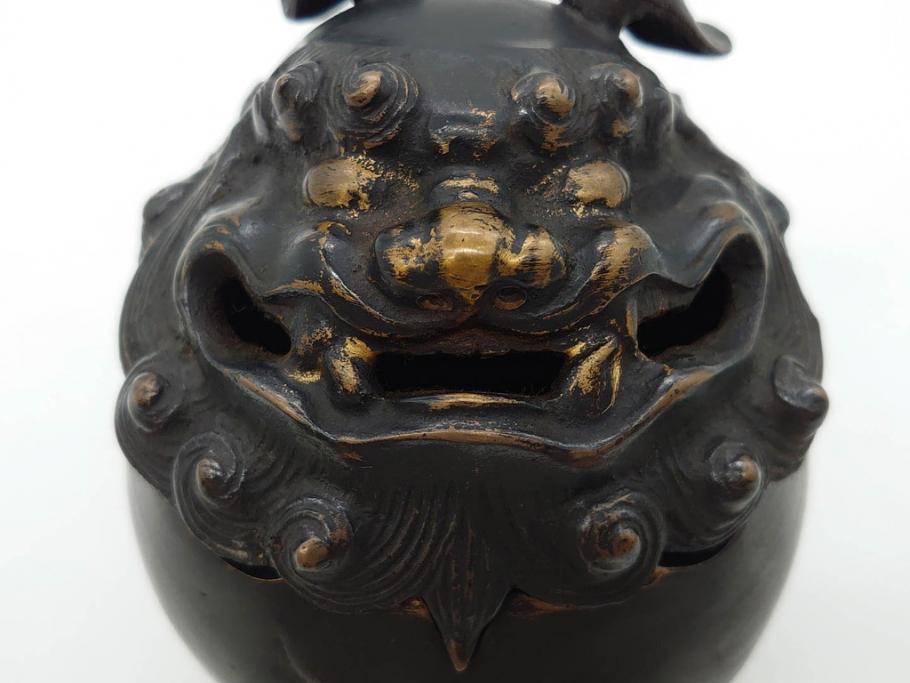 時代物　中国古玩　古銅　獅子　香炉(香爐、仏具、茶道具)(R-083078)