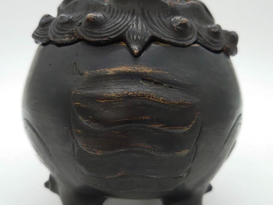 時代物　中国古玩　古銅　獅子　香炉(香爐、仏具、茶道具)(R-083078)