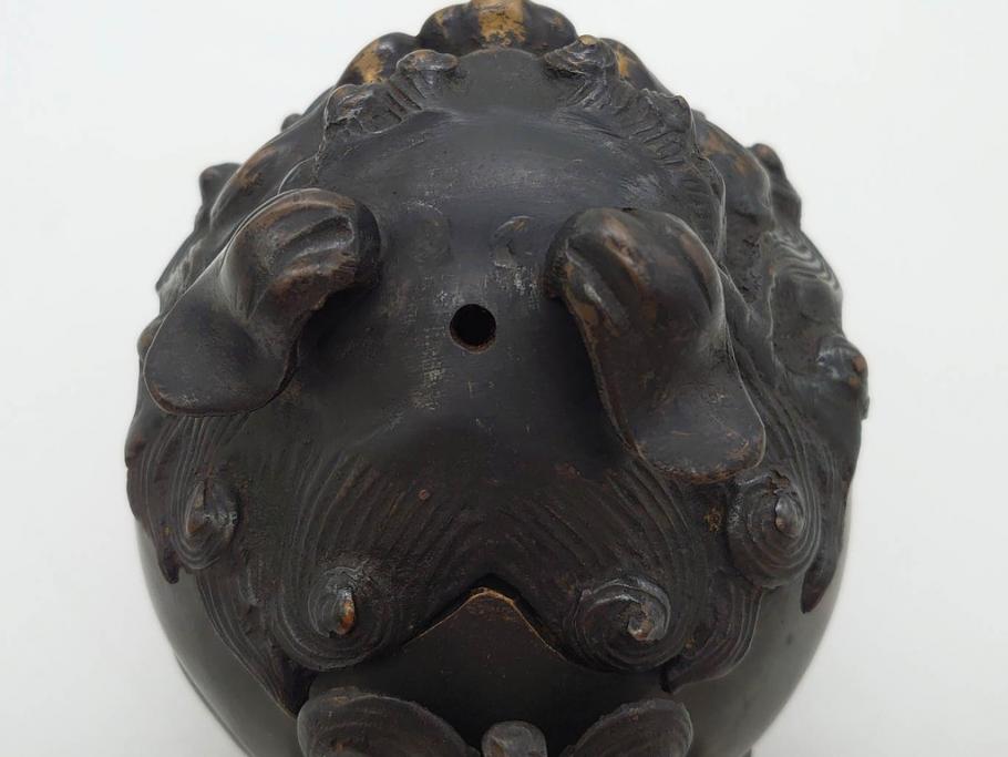 時代物　中国古玩　古銅　獅子　香炉(香爐、仏具、茶道具)(R-083078)