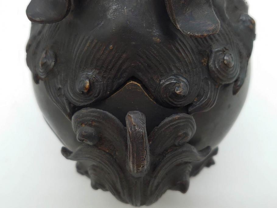 時代物　中国古玩　古銅　獅子　香炉(香爐、仏具、茶道具)(R-083078)