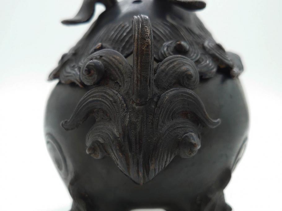 時代物　中国古玩　古銅　獅子　香炉(香爐、仏具、茶道具)(R-083078)