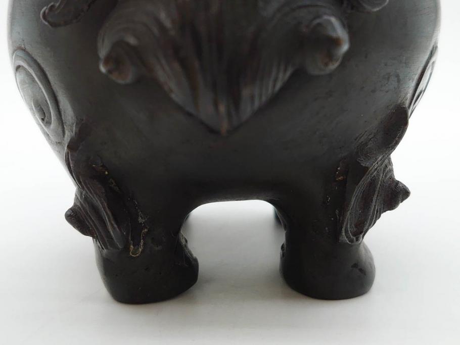 時代物　中国古玩　古銅　獅子　香炉(香爐、仏具、茶道具)(R-083078)
