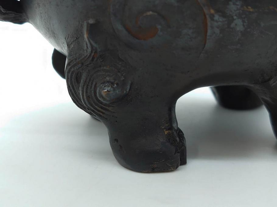 時代物　中国古玩　古銅　獅子　香炉(香爐、仏具、茶道具)(R-083078)