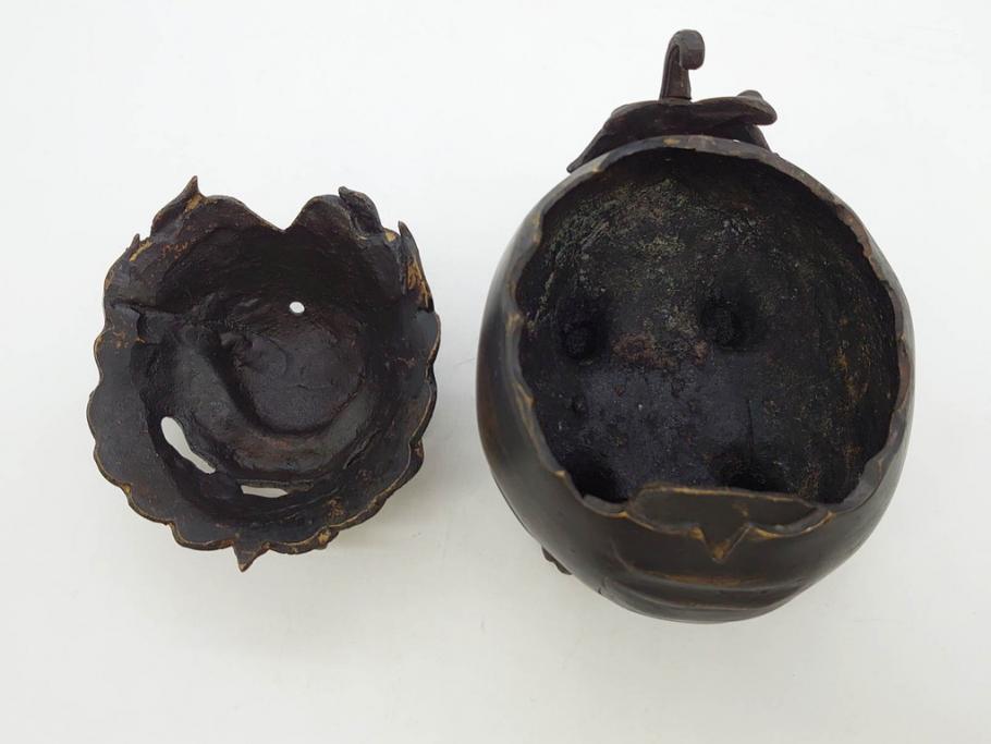 時代物　中国古玩　古銅　獅子　香炉(香爐、仏具、茶道具)(R-083078)