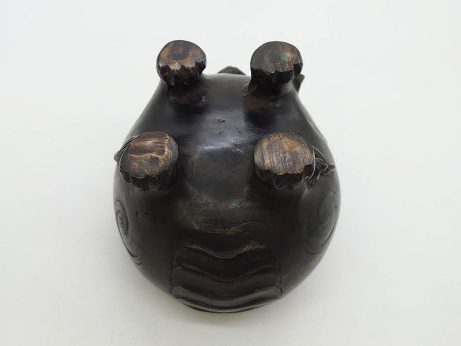 時代物　中国古玩　古銅　獅子　香炉(香爐、仏具、茶道具)(R-083078)