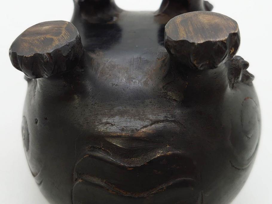 時代物　中国古玩　古銅　獅子　香炉(香爐、仏具、茶道具)(R-083078)