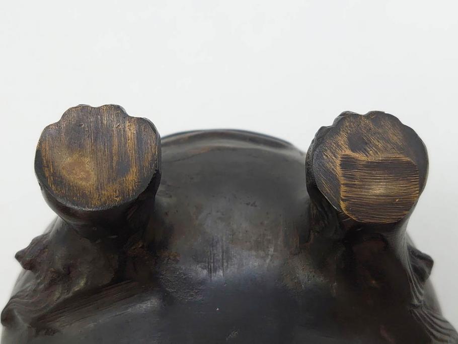 時代物　中国古玩　古銅　獅子　香炉(香爐、仏具、茶道具)(R-083078)