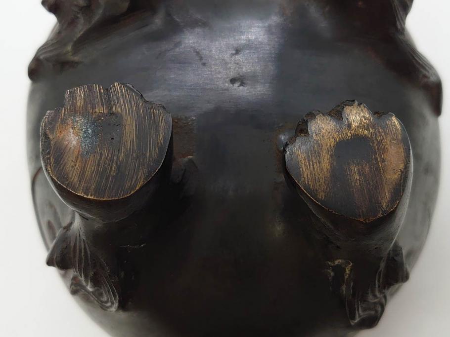時代物　中国古玩　古銅　獅子　香炉(香爐、仏具、茶道具)(R-083078)