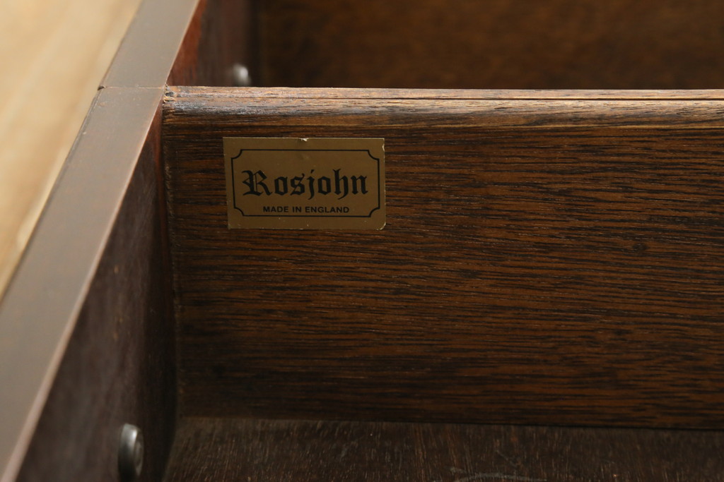 イギリスビンテージ　ロスジョン(ROSJOHN)　脚部まで凝ったデザインが高級感を醸し出すデスク(在宅用、ワークデスク、在宅ワーク用、両袖机、オフィスデスク、ヴィンテージ)(R-061957)
