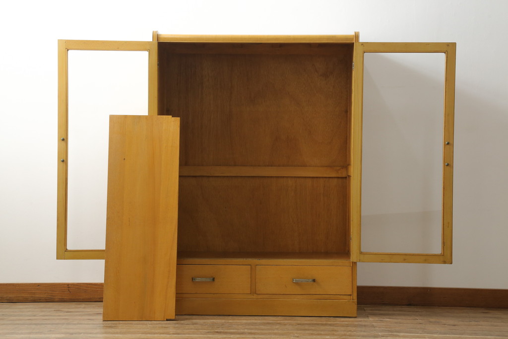 和製ビンテージ　希少!!　天童木工(Tendo)　ブナ材　丸みのあるフォルムとシンプルなデザインが魅力的な本箱(ブックケース、収納棚、キャビネット、飾り棚、ヴィンテージ)(R-068494)