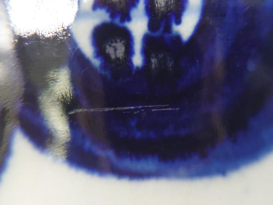 ARABIA FINLAND　アネモネ　Ulla Procope(ウラ・プロコッペ)　約23　青のアネモネが大胆に描かれた存在感のあるボウル(アラビア、フィンランド、Anemone、Sモデル、北欧食器)(R-062167)