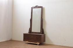 アンティーク雑貨　イギリスビンテージ　洗練されたデザインのウォールミラー(壁掛け鏡)