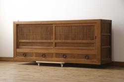 アンティーク家具　和製アンティーク　昭和初期　直線的なデザインが目を引くブックケース(本箱、収納棚)(R-038558)