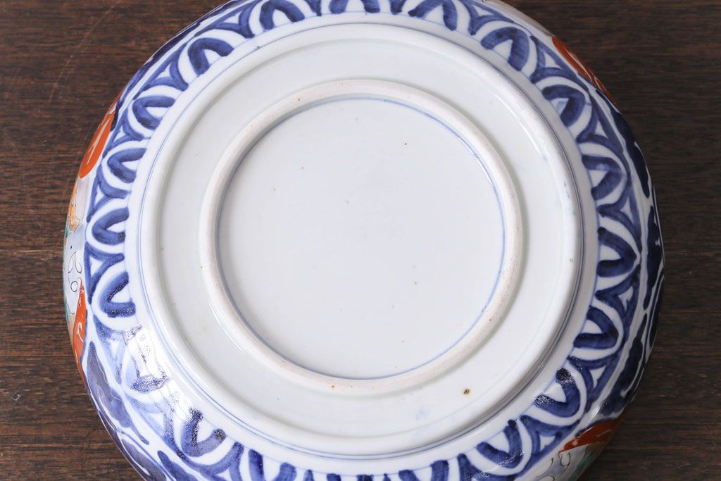 明治期　麒麟・獅子の図　色絵深鉢・大(深皿、和食器)